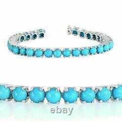 925 Sterling Silver 18. Ct Sleeping Beauty Turquoise Tennis Bracelet 7.5