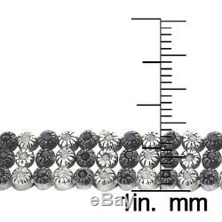925 Sterling Silver 2Ct Black And White Diamonds Three Row Tennis Bracelet