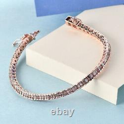 925 Sterling Silver 2 Ct Rose Gold Over Diamond Tennis Bracelet Size 8 Gifts
