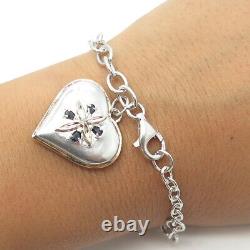 925 Sterling Silver 2-Tone Vintage Sapphire My Daughter Heart Bracelet 7.5