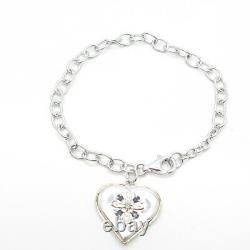 925 Sterling Silver 2-Tone Vintage Sapphire My Daughter Heart Bracelet 7.5