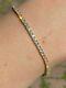 925 Sterling Silver 2mm Tennis Women Bracelet Diamond 7.25 14k Yellow Gold Over