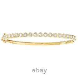 925 Sterling Silver 4CT Round Lab Created Diamond Bangle Bracelet 7Gift For Her