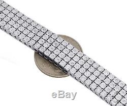 925 Sterling Silver 4 Row Prong Set Diamond Bracelet 8.50 12.50mm 2.50 CT