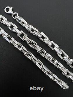 925 Sterling Silver 7.5mm Triangle Rolo Hermes Link Chain Necklace Or Bracelet