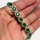 925 Sterling Silver 8ct Oval Cut Lab-created Emerald Women Tennis Bracelet