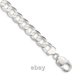 925 Sterling Silver 9.75mm Concave Curb Chain Bracelet