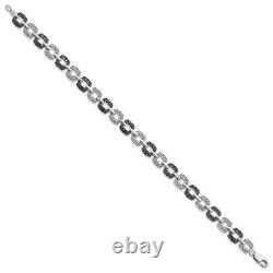 925 Sterling Silver Black White Diamond 7.5 Inch Bracelet Night Fine Jewelry