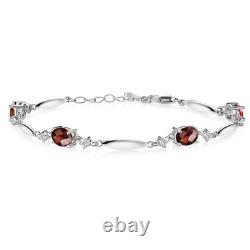 925 Sterling Silver Bracelet Checkerboard Garnet Moissanite (4.30 Cttw)