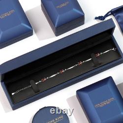 925 Sterling Silver Bracelet Checkerboard Garnet Moissanite (4.30 Cttw)