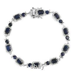 925 Sterling Silver Bracelet Fissure Filled Sapphire Size 7.25 Ct 12.4 Gifts