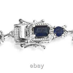 925 Sterling Silver Bracelet Fissure Filled Sapphire Size 7.25 Ct 12.4 Gifts
