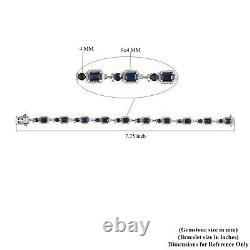 925 Sterling Silver Bracelet Fissure Filled Sapphire Size 7.25 Ct 12.4 Gifts