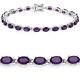 925 Sterling Silver Bracelet Purple Amethyst 9.46 Ct Oval Gemstone 7 Inches