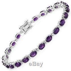 925 Sterling Silver Bracelet Purple Amethyst 9.46 ct Oval Gemstone 7 inches