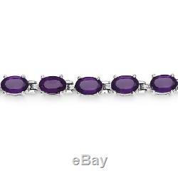 925 Sterling Silver Bracelet Purple Amethyst 9.46 ct Oval Gemstone 7 inches