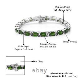 925 Sterling Silver Chrome Diopside White Topaz Link Tennis Bracelet Size 7.25