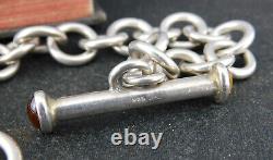 925 Sterling Silver Circle Chain Link Citrine Cabochon Toggle Clasp Bracelet