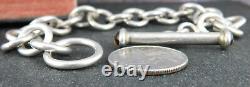 925 Sterling Silver Circle Chain Link Citrine Cabochon Toggle Clasp Bracelet