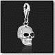 925 Sterling Silver Clip On Bracelet Charm Skull 3d Charms For Bracelets