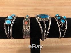 925 Sterling Silver Cuff Bracelet Lot Native Am RB SH Turquoise & Multi Stone