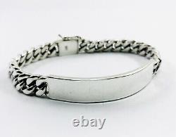 925 Sterling Silver Curb Chain ID Bracelet. 8.3/21 cm, 52 grams