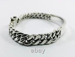 925 Sterling Silver Curb Chain ID Bracelet. 8.3/21 cm, 52 grams