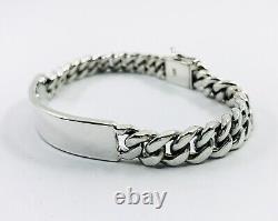 925 Sterling Silver Curb Chain ID Bracelet. 8.3/21 cm, 52 grams