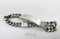 925 Sterling Silver Curb Chain ID Bracelet. 8.3/21 cm, 52 grams