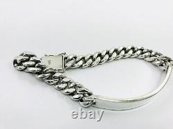 925 Sterling Silver Curb Chain ID Bracelet. 8.3/21 cm, 52 grams