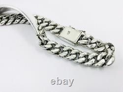 925 Sterling Silver Curb Chain ID Bracelet. 8.3/21 cm, 52 grams