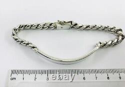 925 Sterling Silver Curb Chain ID Bracelet. 8.3/21 cm, 52 grams