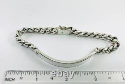 925 Sterling Silver Curb Chain ID Bracelet. 8.3/21 cm, 52 grams