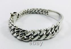 925 Sterling Silver Curb Chain ID Bracelet. 8.3/21 cm, 52 grams