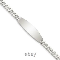 925 Sterling Silver Curb Link ID Bracelet 7.5 or 8.5 inch