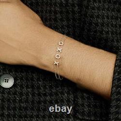 925 Sterling Silver Custom Name Bracelet Studded Natural Pave Diamond Jewelr