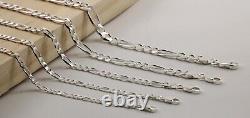 925 Sterling Silver Figaro Diamond Cut Chain Bracelet Necklace Men Women Jargod