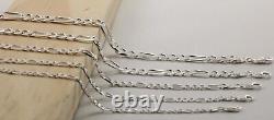 925 Sterling Silver Figaro Diamond Cut Chain Bracelet Necklace Men Women Jargod