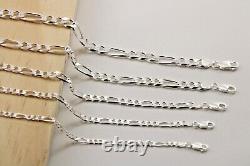 925 Sterling Silver Figaro Diamond Cut Chain Bracelet Necklace Men Women Jargod