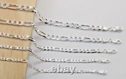 925 Sterling Silver Figaro Diamond Cut Chain Bracelet Necklace Men Women Jargod