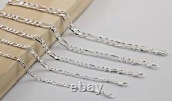 925 Sterling Silver Figaro Diamond Cut Chain Bracelet Necklace Men Women Jargod