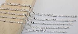 925 Sterling Silver Figaro Diamond Cut Chain Bracelet Necklace Men Women Jargod