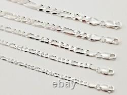 925 Sterling Silver Figaro Diamond Cut Chain Bracelet Necklace Men Women Jargod