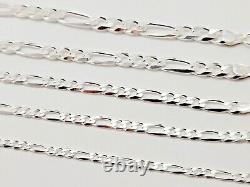 925 Sterling Silver Figaro Diamond Cut Chain Bracelet Necklace Men Women Jargod