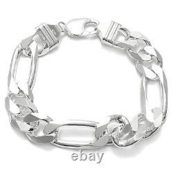 925 Sterling Silver Figaro Link Chain Bracelet (All Widths and Lengths)