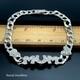 925 Sterling Silver Genuine Ladies Mum Bracelet Curb Chain Lab-created 7.5