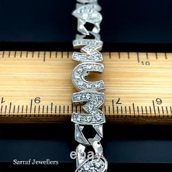 925 Sterling Silver Genuine Ladies Mum Bracelet Curb Chain Lab-Created 7.5