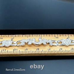 925 Sterling Silver Genuine Ladies Mum Bracelet Curb Chain Lab-Created 7.5