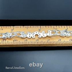 925 Sterling Silver Genuine Ladies Mum Bracelet Curb Chain Lab-Created 7.5