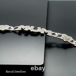 925 Sterling Silver Genuine Ladies Mum Bracelet Curb Chain Lab-Created 7.5